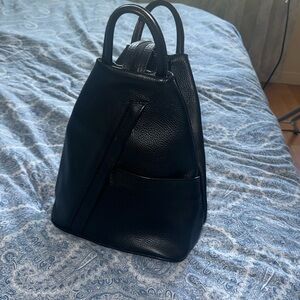 Black leather backpack